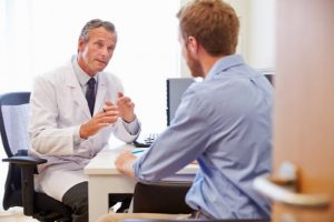 The man gets a doctor's consultation for his particular symptoms.